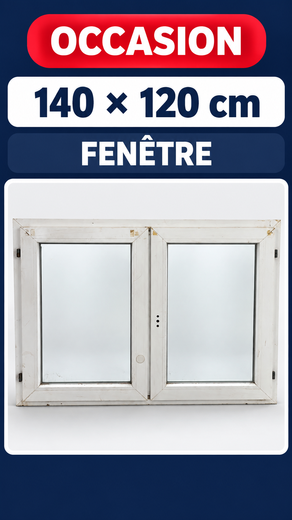 Fenêtre PVC d’occasion 140 × 120 cm disponible à Thiès