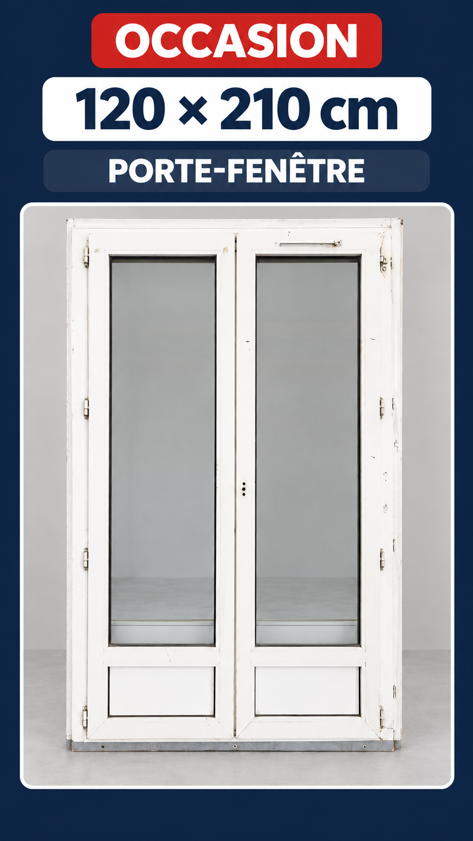Porte-fenêtre PVC d’occasion 120 × 210 cm disponible à Thiès